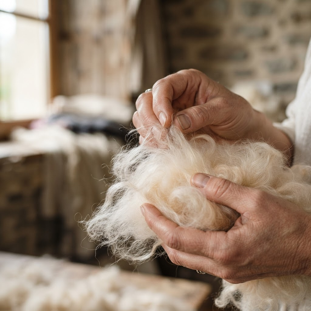Albas cashmere fibre close-up