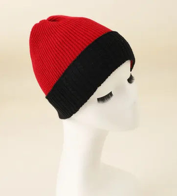 Red Adn Black Winter Warm Knitted Cashmere Hat 1