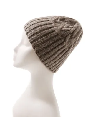 Cable and Ribbed Doubble Pattern Knitted Cashmere Hat 1