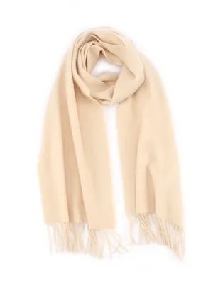 Long Plain Color Wool Scarf with Fringes 1