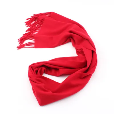 100 Wool Woven Scarf Red 1