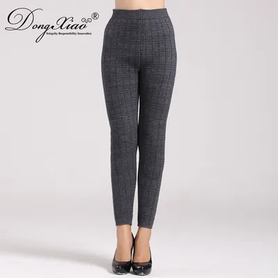 Thicken Striped Pants 100 Cashmere Knitted Womens
