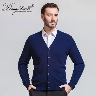 V Neck Long Sleeve Autumn Button Men s Cardigan 1
