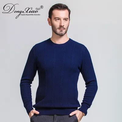 Round Neck Cable Knitted Men s Wool Cashmere Pullover Sweater 1