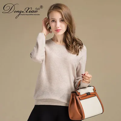 Women s Classic Crew Neck Top Wool Cashmere Sweater 1