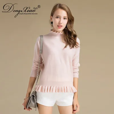 High Quality Women Long Sleeves 30 Cashmere 70 Wool Sweater 1