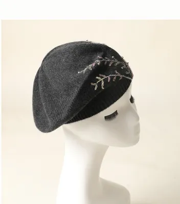 Custom Knitted Lady Cashmere Beret Hat Without Brim 1