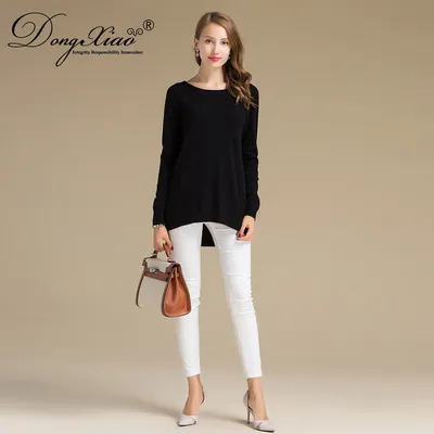 Black Women Pullover Wool Cashmere Pullover Sweater 1
