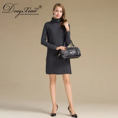 Long Style Turtleneck Wool Cashmere Sweater for Women 1