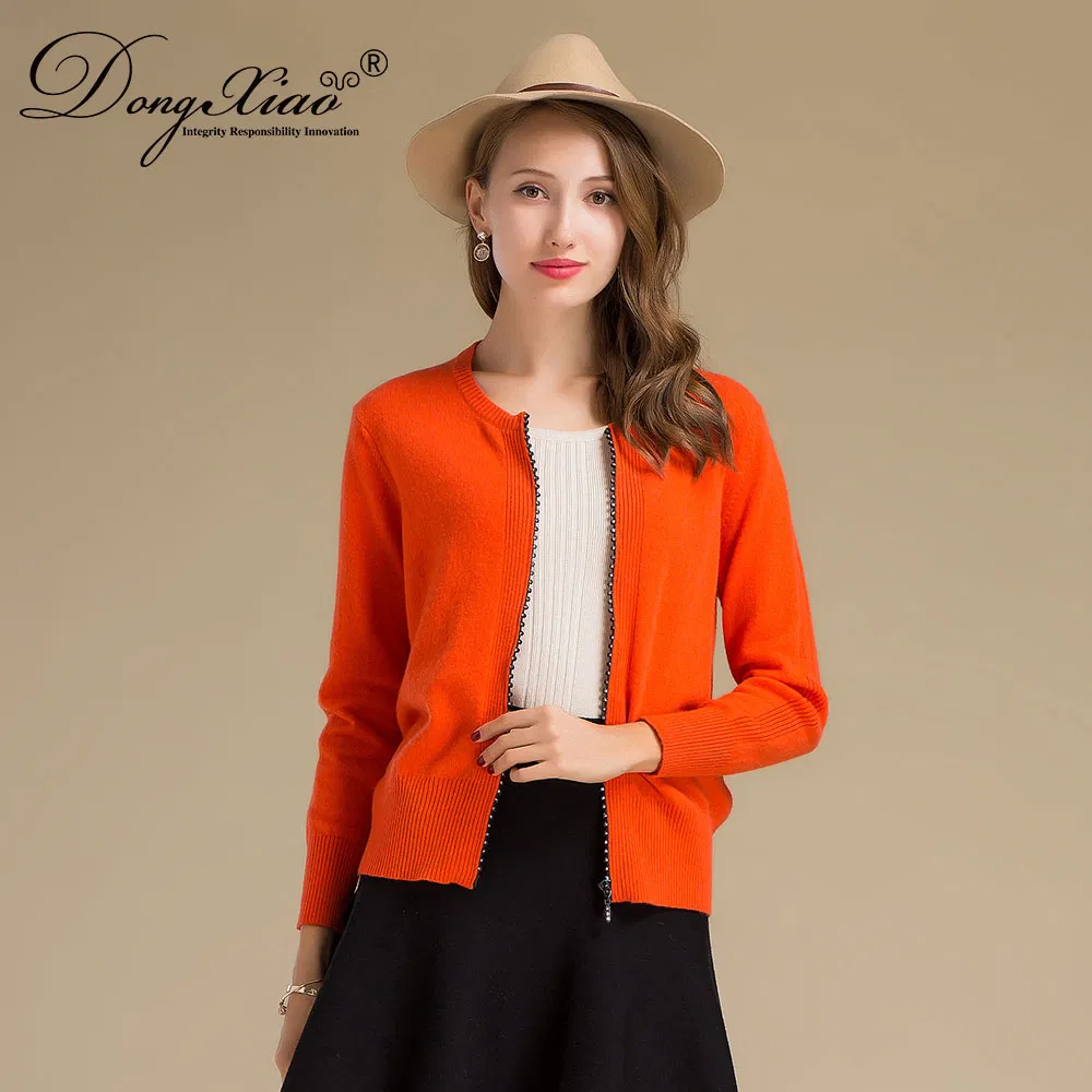 Short Style Knitted Zipper Cardigan Sweater for Women 2