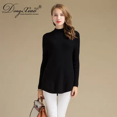 Custom Women Slip Shoulder Cashmere Pullover Sweater 1