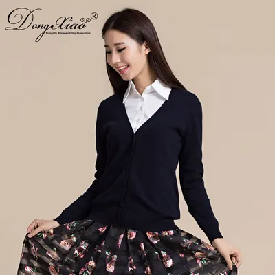 Fashion School Uniform V Neck Cashmere Button Cardigan 1