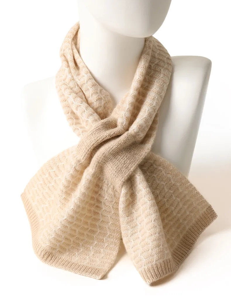 Computerized Knitted Small Size 100 Cashmere Scarf 2