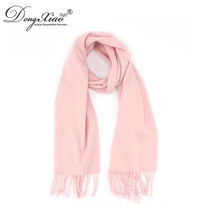 Solid Color Plain Style Baby Pink 100 Cashmere Scarf 1