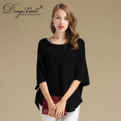 Half Sleeves Oversized Knit Women Cashmere Sweater 1