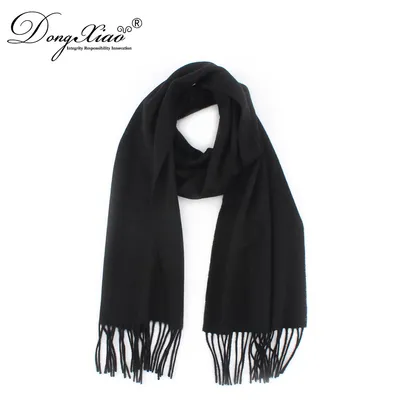 Fashion Plain Unisex Pure Cashmere Scarf with Tassel 1