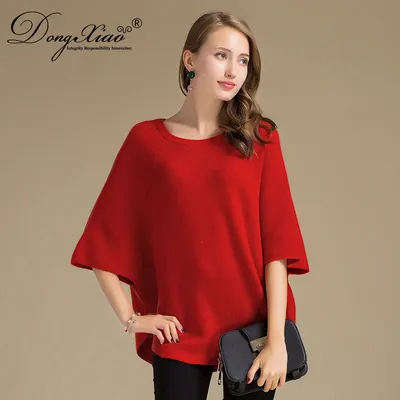 Crew Neck Half Sleeves Pullover Sweater for Old Ladies 1