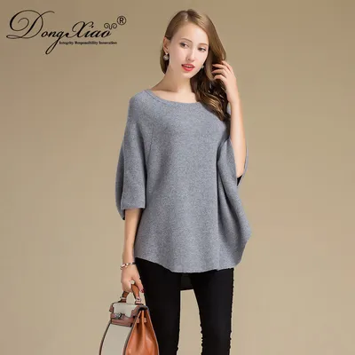 Free Knitting Pattern Half Sleeve Slip out Shoulder Cashmere Sweater 1