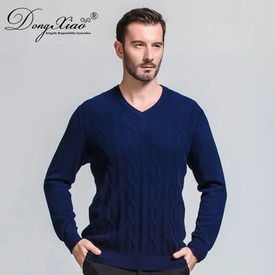 2020 New Fashion Design Wool Cashmere Men V Neck Sweater 1
