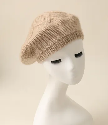 3ply Yarn Thick Knitted Cashmere Beret Hat 1