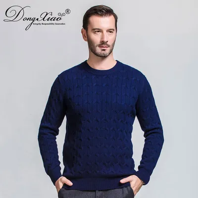 30 Cashmere 70 Wool Mens Cable Knit Pullover Sweater 1