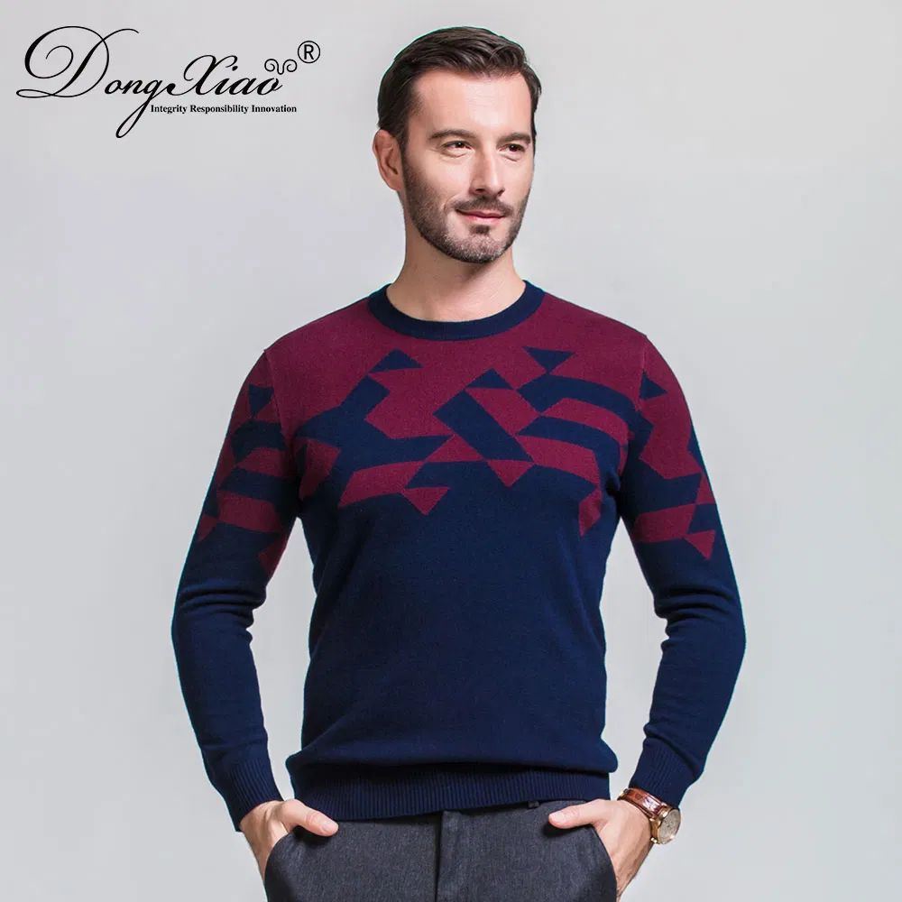 Classic Thick Knitting Jacquard Men Wool Cashmere Sweater 2