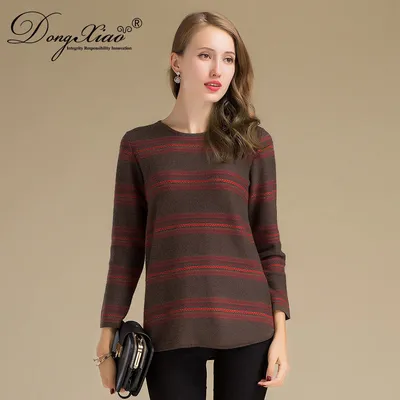 Colourful Stripes Design Wool Cashmere Sweater for Lady 1