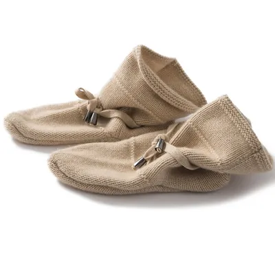 Custom Design Cashmere Knitting Shoe Socks with Loops for Kids 1