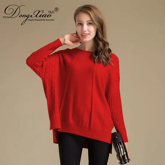 Oversized Cable Knitted Thickness Ladies Wool Cashmere Pullover Sweater 1