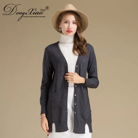 Large Size Women Knitwear Wool Cashmere Buttons Cardigan Sweater 1