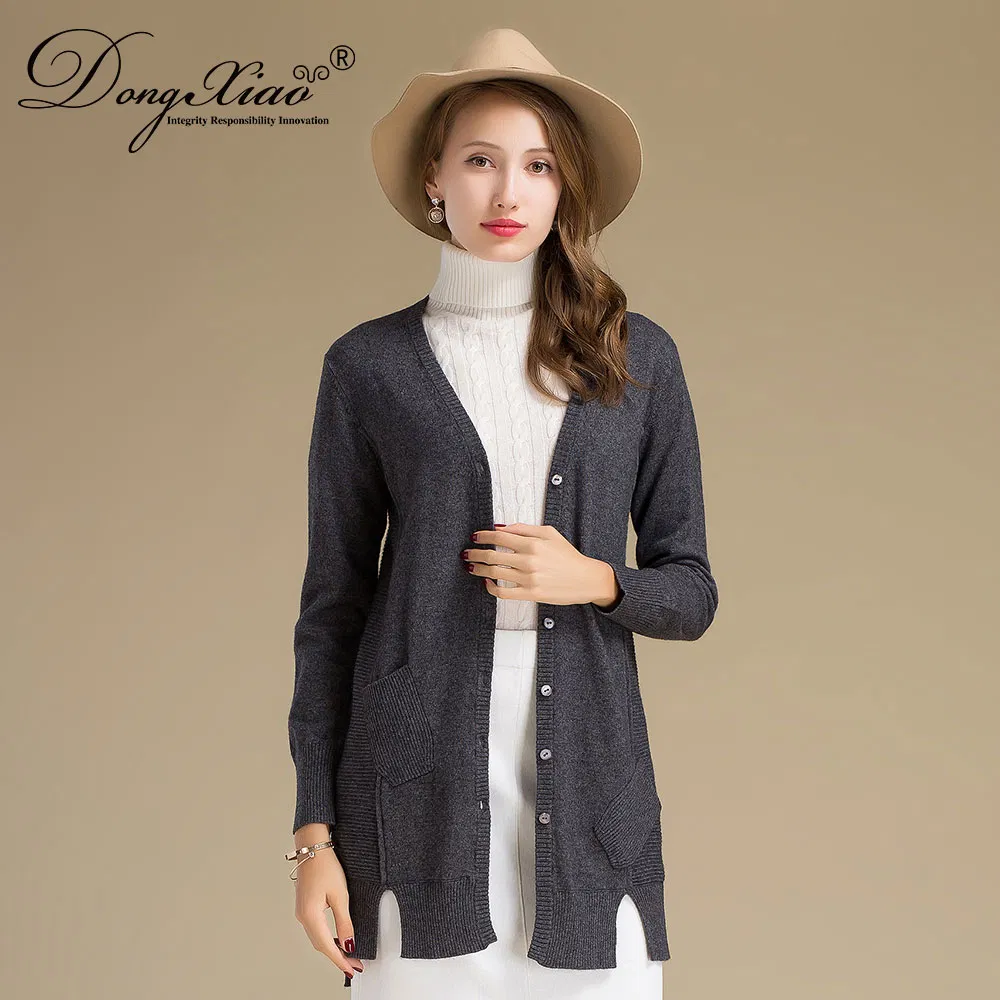 Large Size Women Knitwear Wool Cashmere Buttons Cardigan Sweater 2