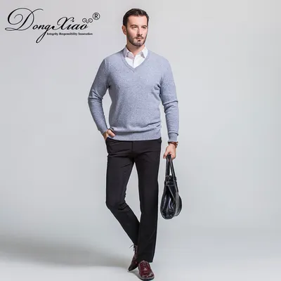 High Quality Sufer Soft 100 Cashmere V Neck Men Sweaters 1