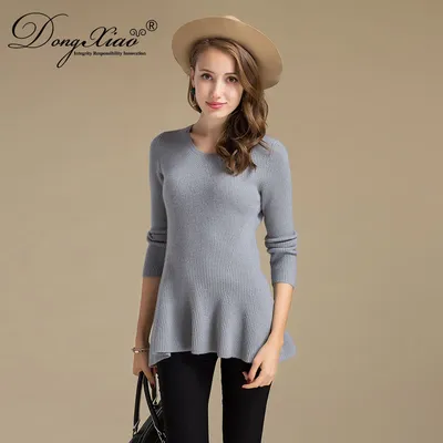 Fashion Round Neck Short Jumpers Wool Cashmere Blend Sweater 1