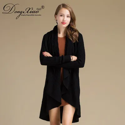 Longpattern Sweater Cable Knit Shawl Collar Cardigan 1