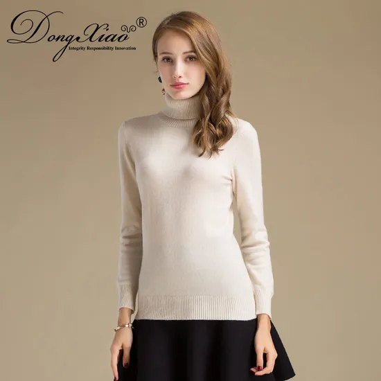 100 Cashmere Ladies Knitted Turtleneck Sweater Sale 1