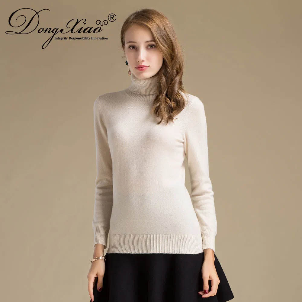 100 Cashmere Ladies Knitted Turtleneck Sweater Sale 2