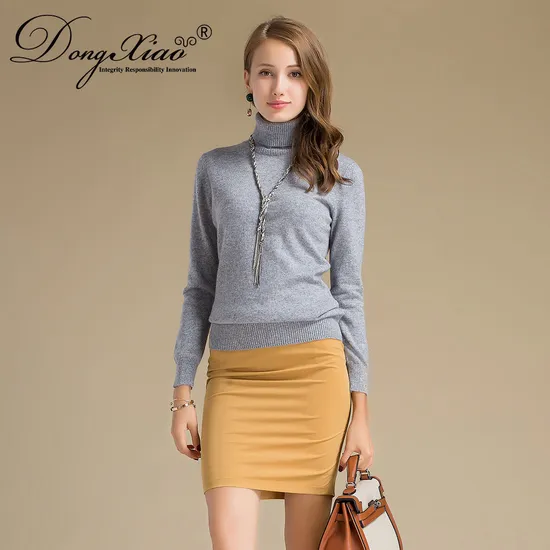 Winter Solid Color Turtleneck Pullover Women Sweater 1