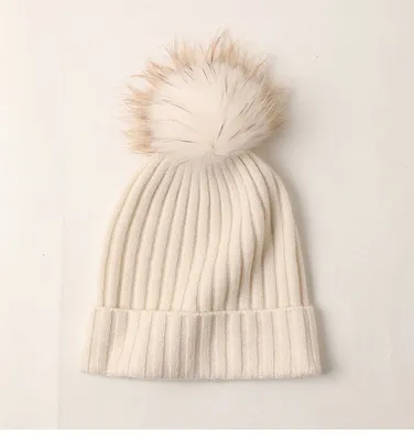 Cashmere Winter Knitted Hat Cap Beanie for Women 1