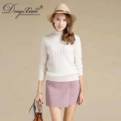 Short Big Cable Cashmere Women Pullover Sweater Knitting Pattern 1