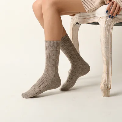 Soft Wholesale Winter Home Wear Cable Cashmere Socks 1