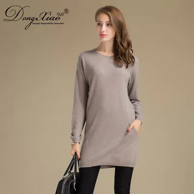 Classic Style Plain Knitted Wool Cashmere Crew Neck Sweater 1