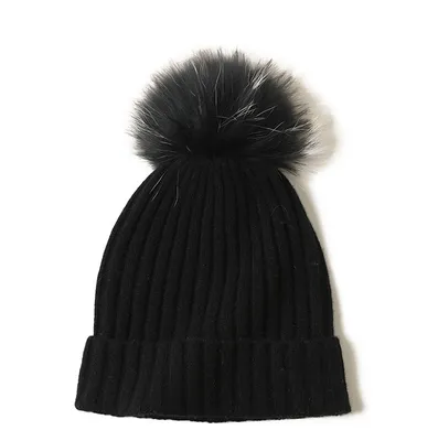 Warm Soft Cashmere Knitted Beanie Hat Women 1