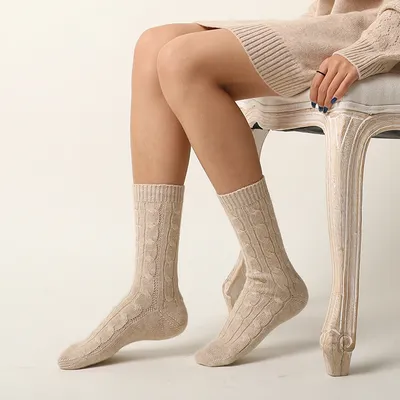 Factory Custom Design Women Cashmere Wool Socks 1