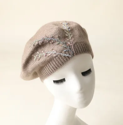 Solid Color High Quality Cashmere Knitted Beret Hat 1