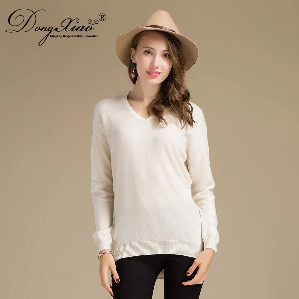 Classic Sex Deep V Neck Long Sleeve Cashmere Sweater 2