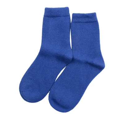Plain Knit Royal Blue Pure Cashmere Socks 1