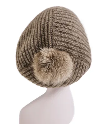 Custom Knitted Baggy Style Ladies Cashmere Beanie Hat 1