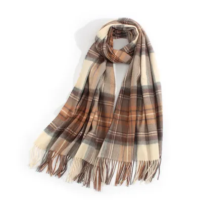 100 Pure Cashmere Large Tartan Scarf Wholesale 1