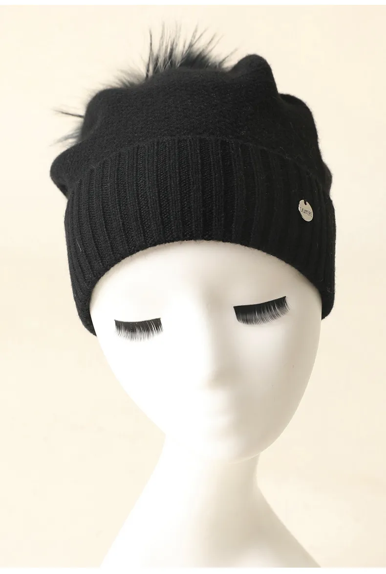 Ladies Fashion Cap 100 Cashmere Winter Beanie 2