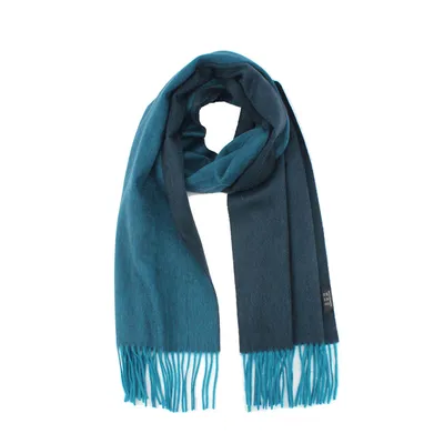 Women Soft Pure Color Ink Blue and Blue Cashmere Scarf 1